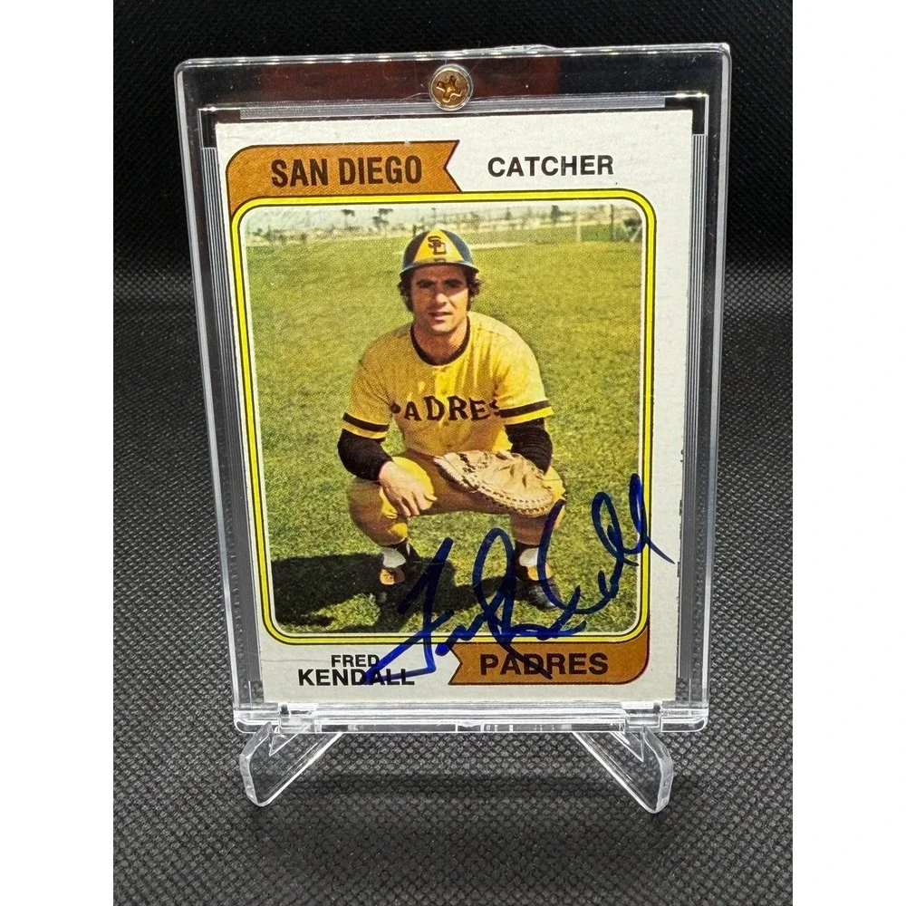 1974 Topps Fred Kendall San Diego Padres Autographed Baseball Card 53 Signed NM